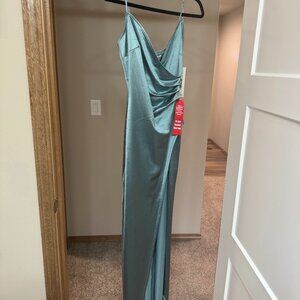 NWT Junior's Aqua Satin Prom Dress Size M